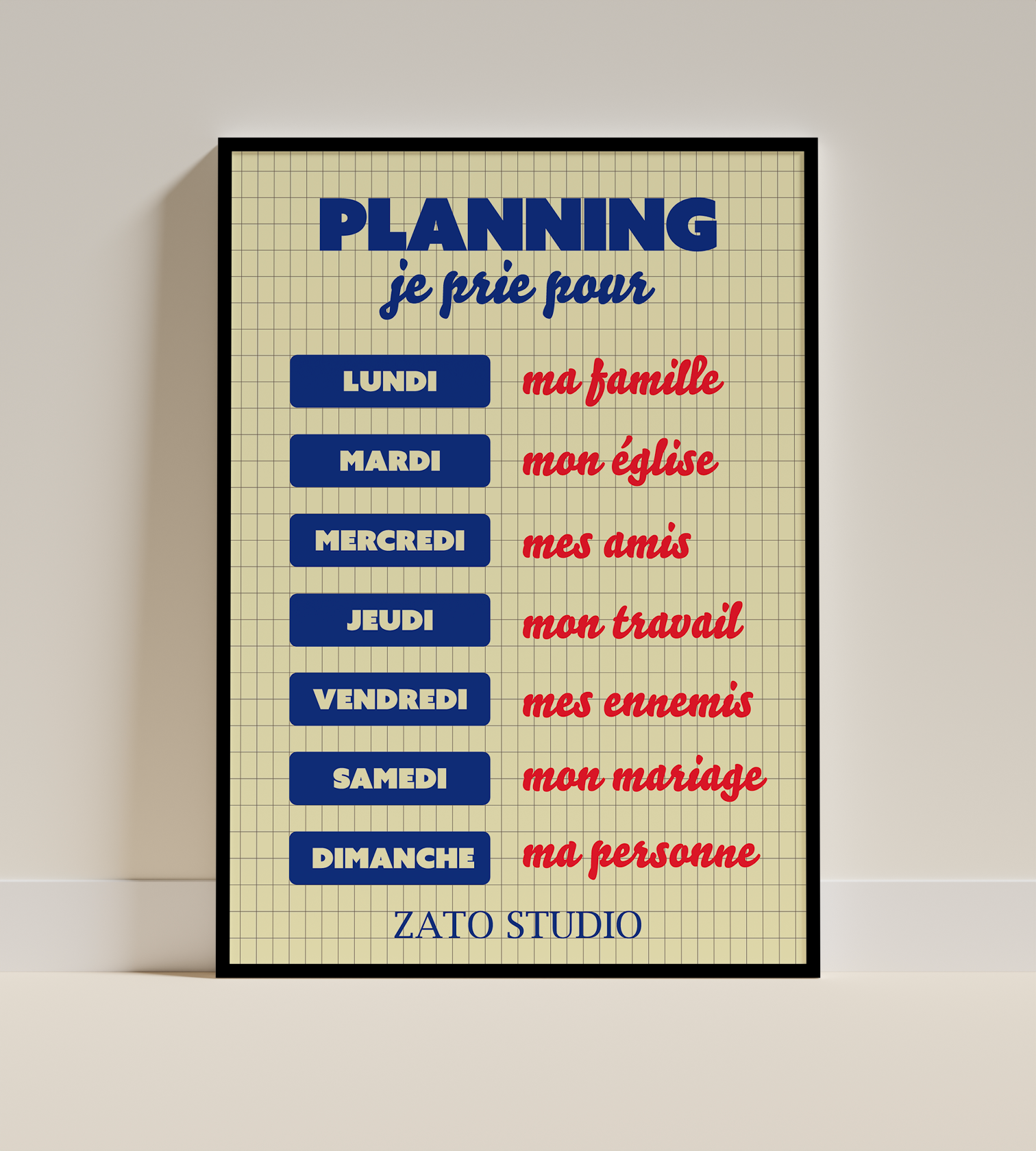 Affiche décoration chrétienne - Planning